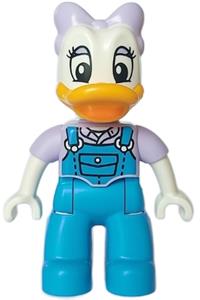 Duplo Daisy Duck - Lego Ville Duplo figure Daisy Duck in a lavender bow and shirt with dark azure overalls and legs - 47394pb347