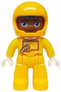 Duplo Astronaut Male - Male astronaut Duplo figure from Lego Ville wearing a bright light orange spacesuit and helmet - 47394pb353