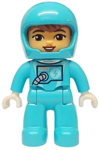 Duplo Astronaut Female - Female astronaut in medium azure spacesuit and helmet, part of the Duplo Figure Lego Ville collection - 47394pb354