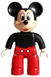Duplo Mickey Mouse - Mickey Mouse from Lego Ville wearing a black plain shirt - 47394pb363