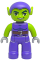 Duplo Figure Lego Ville Green Goblin with a dark purple outfit - 47394pb382