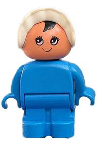 Duplo Figure, Child Type 1 Baby, Blue Legs, Blue Body, White Bonnet 4943pb012