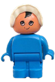 Duplo Figure, Child Type 1 Baby, Blue Legs, Blue Body, White Bonnet - 4943pb012