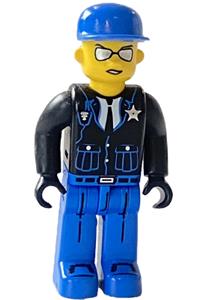 Police - Blue Legs, Black Jacket, Blue Cap, Sunglasses 4j008