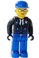 Police - Blue Legs, Black Jacket, Blue Cap, Sunglasses - 4j008
