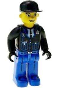 Police Officer - Police (Junior-Figure) with blue Legs, black jacket, black cap - 4j017