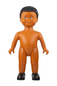 Duplo Figure Doll - Large Duplo figure with black male hair, medium brown body, and no clothes - 61295pb01