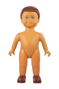 Duplo Figure Doll - Doll-like Duplo figure with a large body, brown male hair, and a nougat-colored body without clothes - 61295pb02