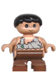 A Duplo figure of a boy with black hair and brown legs - 6453pb001