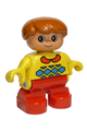 Child Type 2 Boy Duplo figure with red legs wearing a yellow sweater with a red collar - 6453pb010