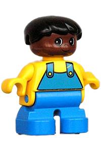Duplo Figure, Child Type 2 Girl, Red Legs, Yellow Sweater, Black Hair, Glasses 6453pb042