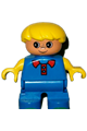 Duplo Figure, Child Type 2 Boy, Blue Legs, Blue Top, Yellow Arms, Yellow Hair - 6453pb043