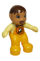 Duplo Figure Lego Ville, Baby, Bright Light Orange Overalls with Bib with Bee Pattern, Pacifier - 85363pb003