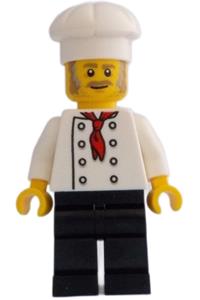 Chef - White Torso with 8 Buttons, No Wrinkles Front or Back, Black Legs, White Chef Toque adp033