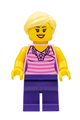 Female, Dark Pink Striped Top, Dark Purple Legs, Bright Light Yellow Ponytail - adp037