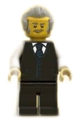 Receptionist, Male, Black Vest with Blue Striped Tie, Black Legs, Light Bluish Gray Hair - adp040