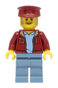 Fishing Boat Captain Minifigure - Fishing boat captain with a dark red jacket and hat - adp052