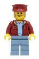 Fishing boat captain with a dark red jacket and hat - adp052