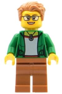 Space Observer Minifigure - Female space observer with green jacket and medium nougat legs - adp073