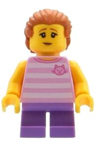Girl - Bright Pink T-Shirt with Stripes, Medium Lavender Short Legs adp081