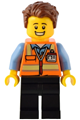 Train Driver - Male, Orange Safety Vest with Reflective Stripes, Black Legs, Reddish Brown Hair - adp082