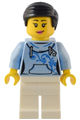 Female traveler with black hair wearing a bright light blue hoodie and white legs - adp092