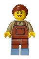 Female florist with reddish brown hair in a ponytail, wearing a reddish brown apron and sand blue legs - adp108