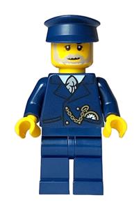Tourist Minifigure - Male tourist wearing a dark blue suit and hat with a light bluish gray beard - adp109