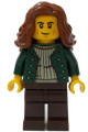 Female general store customer with dark green open jacket, dark brown legs, and reddish brown hair - adp116