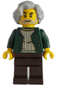 Male pianist with dark green open jacket, dark brown legs, and light bluish gray wavy hair - adp131