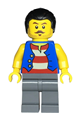Male pirate with black hair in a short ponytail, wearing a blue vest and dark bluish gray legs - adp147