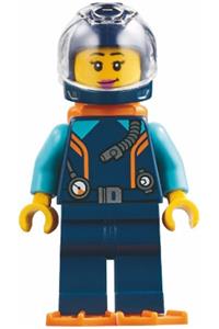 Harbormaster's Office Diver - Harbormaster's Office Diver wearing a dark blue diving suit and helmet, with orange air tanks and flippers, and a trans-clear visor - adp151
