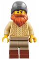 Fisherman from Harbormaster's Office with dark orange beard, dark bluish gray beanie, tan knit cable sweater, and dark tan legs with molded reddish brown boots - adp152