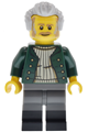 Harbormaster with light bluish gray swept back hair, dark green open jacket, and dark bluish gray legs with molded black boots - adp153