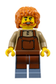 Male Art of Chocolate Technician with dark orange hair wearing a reddish brown apron and sand blue legs - adp159