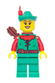 Forest Stronghold Forestwoman with green hat, red feather, quiver, and open mouth smile - adp167