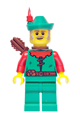 Forest Stronghold Forestman with green hat, red feather, quiver, and sideburns - adp168
