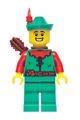 Forest Stronghold Forestman with a green hat, red feather, quiver, and an open mouth smile - adp170