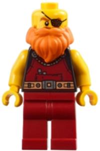Medieval Seaside Market Blacksmith - Male medieval seaside market blacksmith with orange beard wearing dark red overalls with tools - adp180