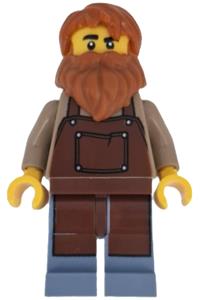 Wild West Train Boiler Stoker - Wild West Train Boiler Stoker with a dark orange beard wearing a reddish brown apron - adp203