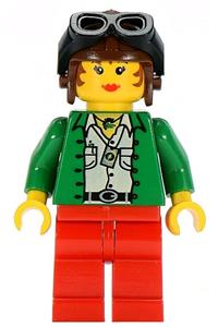 Miss Gail Storm Minifigure - Miss Gail Storm with aviator cap and goggles - adv018