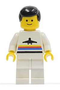Airport Worker Minifigure - Classic airport minifigure with white legs and black male hair - air012