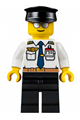 Airport - Pilot, White Shirt with Dark Blue Tie, Belt and ID Badge, Black Legs, Black Hat - air049