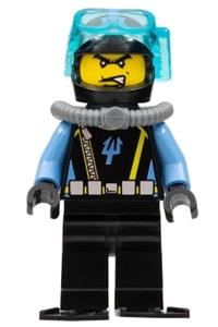 Aquaraider Diver 2 Minifigure - Aquaraider Diver 2 with black flippers - aqu016a