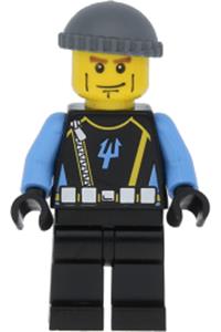 Aquaraider Diver 4 Minifigure - Aquaraider Diver 4 with dark bluish gray knit cap - aqu018
