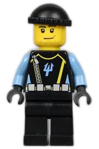 Aquaraider Diver 5 Minifigure - Aquaraider Diver 5 with black knit cap - aqu019