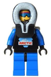 Arctic Captain Ross Minifigure - Minifigure with a black backpack and hood, dressed in an arctic outfit - arc002