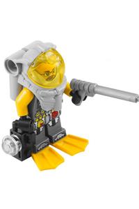 Jeff Fisher Minifigure - Atlantis Diver 6 Jeff Fisher  with yellow flippers and trans-yellow visor - atl014