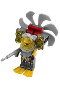 Ace Speedman Minifigure - Atlantis Diver 3 Ace Speedman with lights, propeller, yellow flippers and trans-yellow visor - atl024