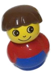 Boy with blue base - LEGO minifigure boy with brown hair, red top, and blue base - baby001